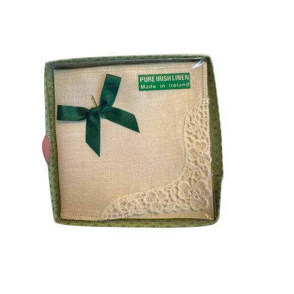 VTG Irish Linen Small Handkerchief (3) Made in Ireland Original Box READ - Picture 5 of 6